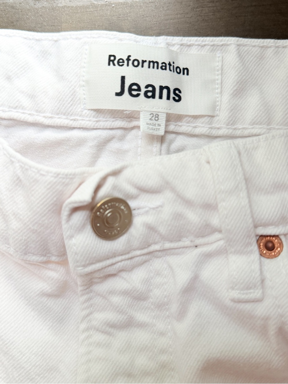 Reformation Val 90s Mid Rise Straight Jeans Fior di Latte Size 28 Organic Cotton - Picture 4 of 11